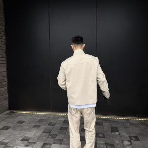 Men's Stand Collar All Over Jacquard Zip Up Jacket, Smart Casual Outerwear(GUCCI)(Top-tier replica) - Image 5