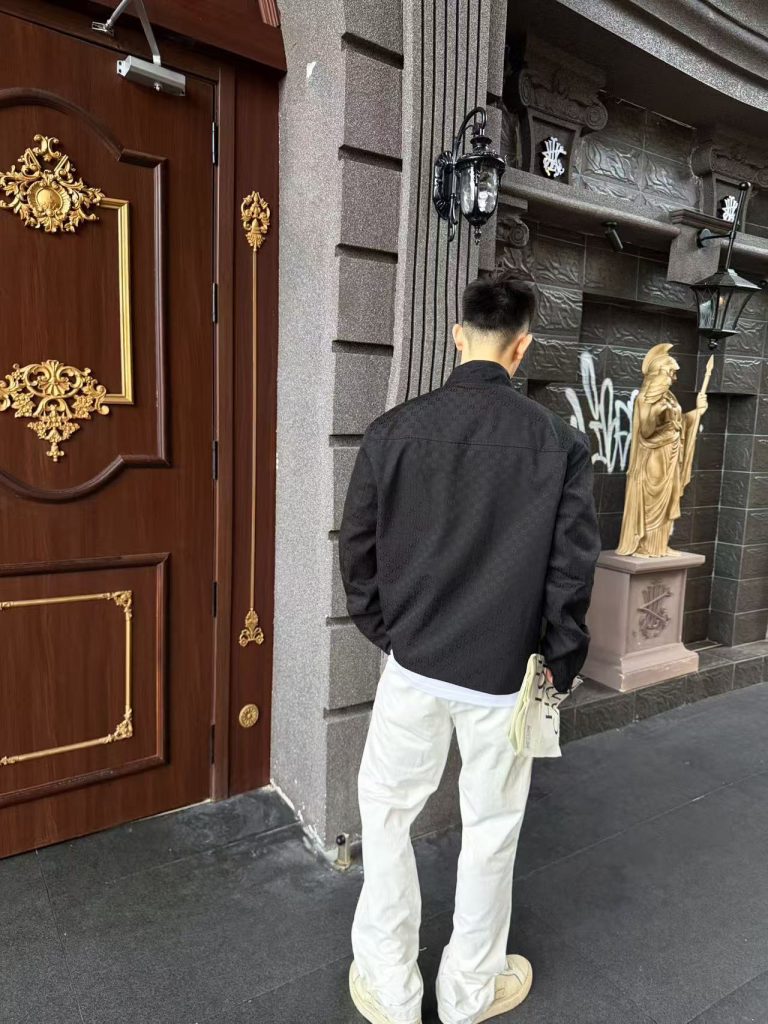 Men's Stand Collar All Over Jacquard Zip Up Jacket, Smart Casual Outerwear(GUCCI)(Top-tier replica)