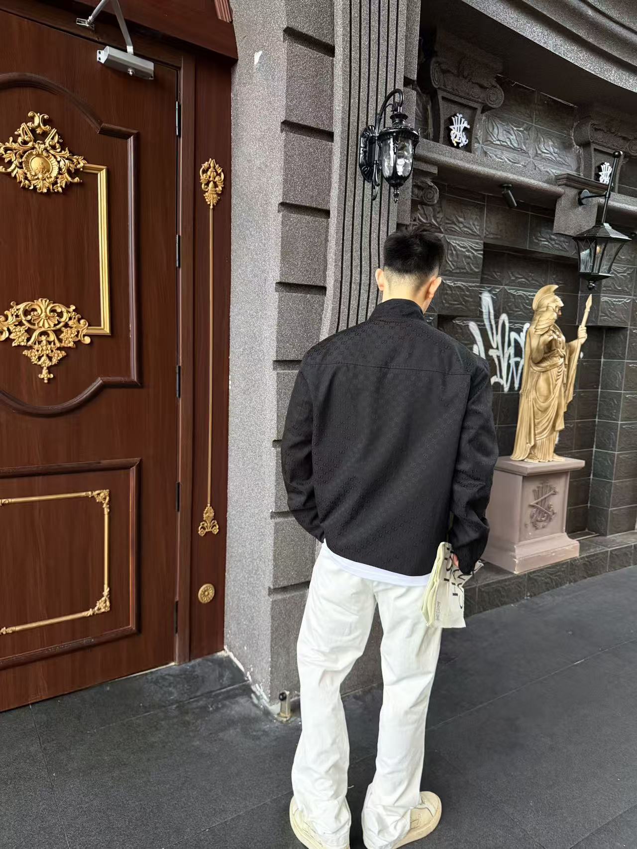 Men's Stand Collar All Over Jacquard Zip Up Jacket, Smart Casual Outerwear(GUCCI)(Top-tier replica) - Image 8