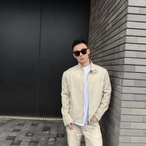 Men's Stand Collar All Over Jacquard Zip Up Jacket, Smart Casual Outerwear(GUCCI)(Top-tier replica) - Image 3